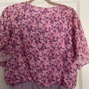 Pink Lily floral bodysuit blouse